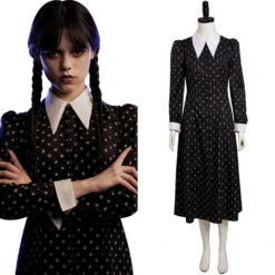 2022 TV Wednesday Enfant & Femme Mercredi Addams Cosplay Costume