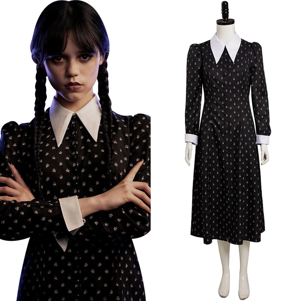 2022 TV Wednesday Enfant & Femme Mercredi Addams Cosplay Costume 3 2022 TV Wednesday Enfant & Femme Mercredi Addams Cosplay Costume