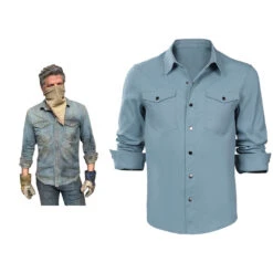 The Last Of Us Joel Miller T-Shirt Bleu Cosplay Costume Carnaval