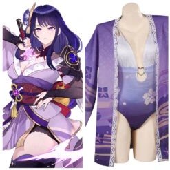 Genshin Impact Raiden Shogun Maillot De Bain Cosplay Costume Carnaval