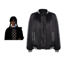 Adulte Wednesday Addams Wednesday Manteau De Baseball Cosplay Costume