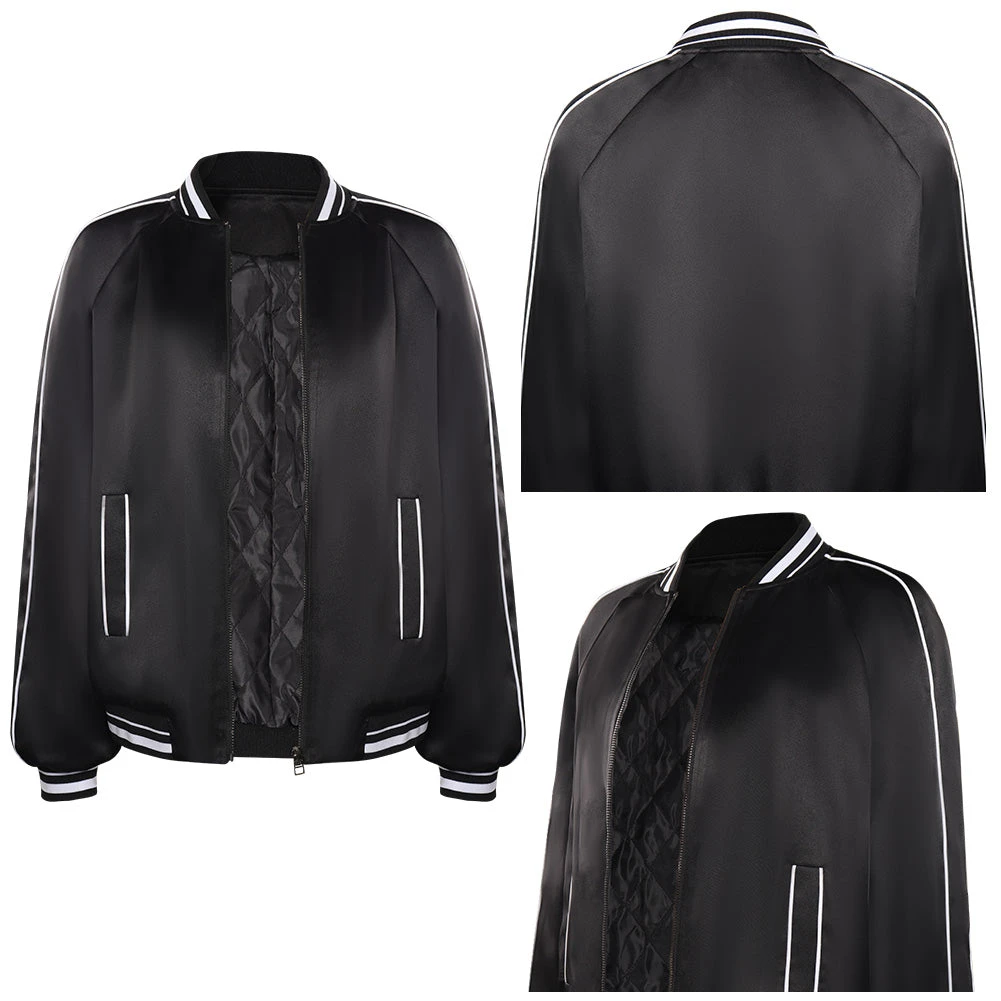 Adulte Wednesday Addams Wednesday Manteau De Baseball Cosplay Costume 5 Adulte Wednesday Addams Wednesday Manteau De Baseball Cosplay Costume – Image 3
