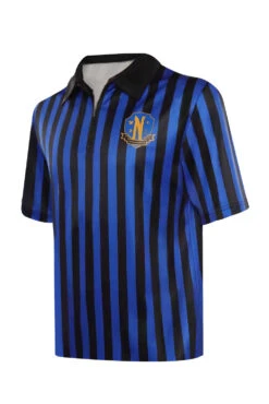 Adulte Wednesday Addams Bleu Manches Courtes Uniform Cosplay Costume -Newcossky 15003696 2 4f0801d8 0628 47b7 b20f f9f3f2121593