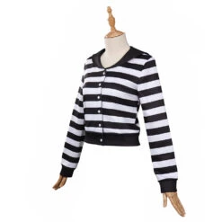 Adulte Wednesday Addams Rayures T-Shirt Cosplay Costume Carnaval -Newcossky 15008428 2