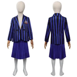 Enfant Wednesday Addams Wednesday Bleu Uniforme Scolaire Ensemble Cosplay Costume