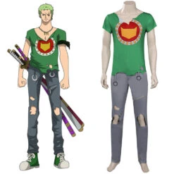 2022 Film One Piece Red Roronoa T-shirt Pantalon Cosplay Costume