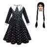 Enfant Wednesday Addams Robe Perruque Cosplay Costume Carnaval 1 Enfant Wednesday Addams Robe Perruque Cosplay Costume Carnaval -Newcossky 263328 1