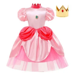 Enfant Super Mario Bros Peach Princess Cosplay Costume -Newcossky 6ed90cc2026e7f77fbcce096bdce11aa