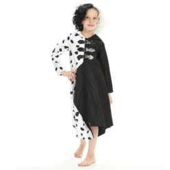 Enfant 2021 Cruella Robe Noire & Blanche Enfant Cosplay Costume -Newcossky Enfant2021CruellaRobeNoire BlancheEnfantCosplayCostume 2