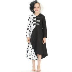 Enfant 2021 Cruella Robe Noire & Blanche Enfant Cosplay Costume -Newcossky Enfant2021CruellaRobeNoire BlancheEnfantCosplayCostume 3