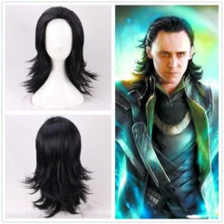 Thor Film Loki Perruque Noire Cosplay Perruque