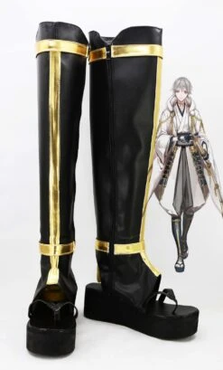 Touken Ranbu Tsurumaru Kuninaga Botte Cosplay Chaussures Version Noire