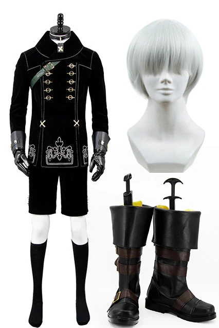 NieR:Automata 9S Cosplay Costume+Perruque+Bottes 3 NieR:Automata 9S Cosplay Costume+Perruque+Bottes