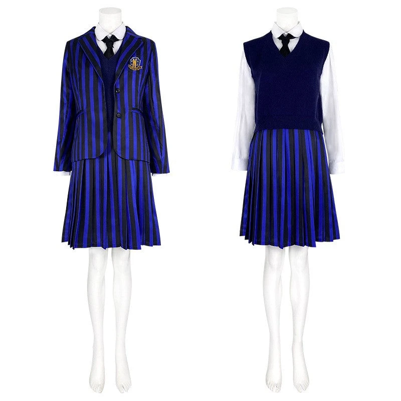 TV Adulte Wednesday Addams Mercredi Femme Tenue Scolaire Bleu Cosplay Costume 3 TV Adulte Wednesday Addams Mercredi Femme Tenue Scolaire Bleu Cosplay Costume