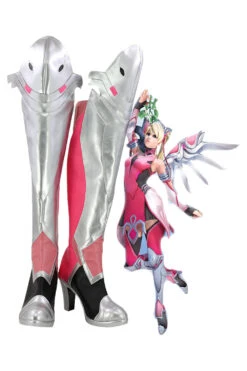 Overwatch Pink Mercy Skin Mercy Bottes Cosplay Chaussure