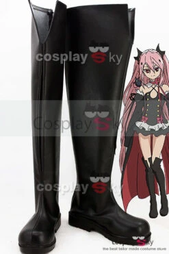 Seraph Of The End Vampires Krul Tepes Cosplay Costume + Perruque + Chaussures -Newcossky seraph of the end krul tepes boots cosplay shoes 5