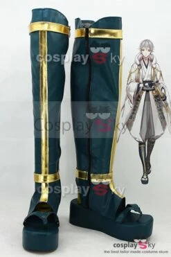 Touken Ranbu Tsurumaru Kuninaga Cosplay Costume + Perruque + Chaussures -Newcossky touken ranbu tsurumaru kuninaga boots 12cosplay shoes