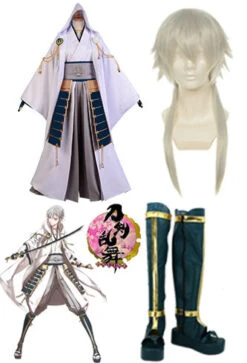 Touken Ranbu Tsurumaru Kuninaga Cosplay Costume + Perruque + Chaussures